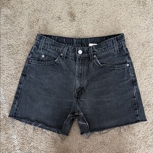 Vintage Levi’s Orange Tab Black Denim Distressed 550 Relaxed Cut Off Shorts